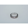 Ring 18K white gold, 51 diamonds in gradations of straight colors, white, champagne, cognac, brown, black