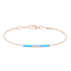DJULA 14 Carat Rose Gold Bracelet + Turquoise Enamel Set with Diamonds Cousqueton