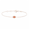 DJULA 14 Carat Rose Gold Bracelet Eye Design Set with Diamonds + Orange Coral Enamel / Chaine Forçat Mousqueton