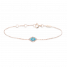 DJULA 14 Carat Rose Gold Bracelet Eye Turquoise Enamel Set with Diamonds / Chaine Forçat