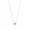DJULA Necklace 14 Carat Rose Gold Diamond Eye Design + Fushia Pink Enamel / Chaine Forçat Mousqueton
