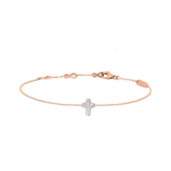 DJULA Rose Gold Mini Cross Bracelet Set with Diamonds / Chaine Forçat Spring Ring