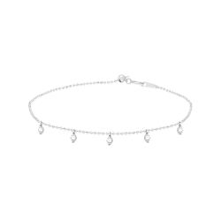 DJULA White Gold Bracelet 5 Pampilles Set with Diamonds / Chain Balls Spring Ring