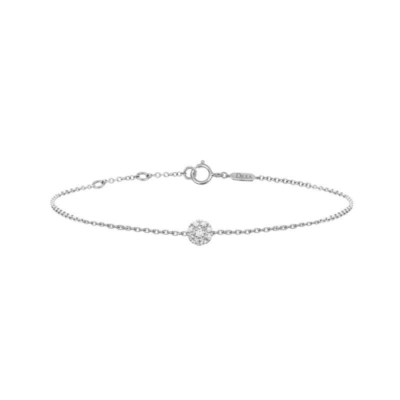 DJULA White Gold Mini Target Bracelet Set with Diamonds / Chaine Forçat Spring Ring