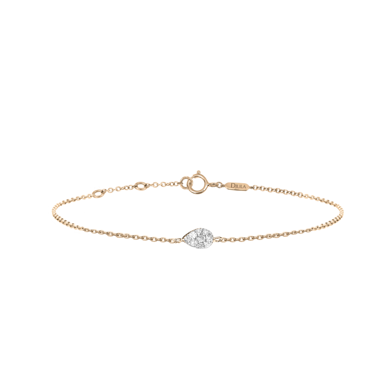 DJULA Yellow Gold Mini Pear Bracelet Set with Diamonds / Chaine Forçat Spring Ring