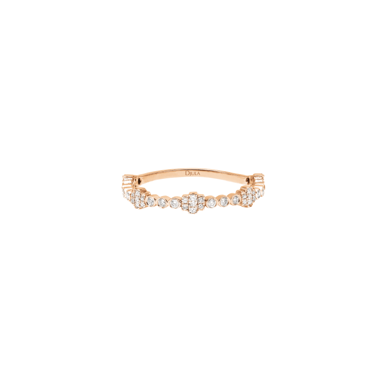 DJULA Demi Wedding Ring Rose Gold Fleurettes Set with Diamonds