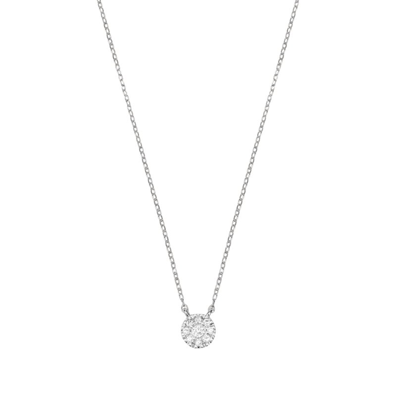 DJULA White Gold Mini Target Necklace Set with Diamonds / Chain and Spring Ring