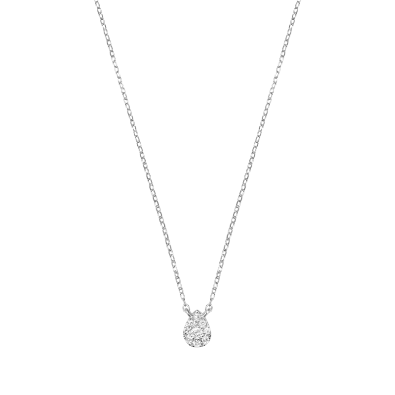 DJULA White Gold Mini Pear Necklace Set with Diamonds / Chaine Forçat Spring Ring