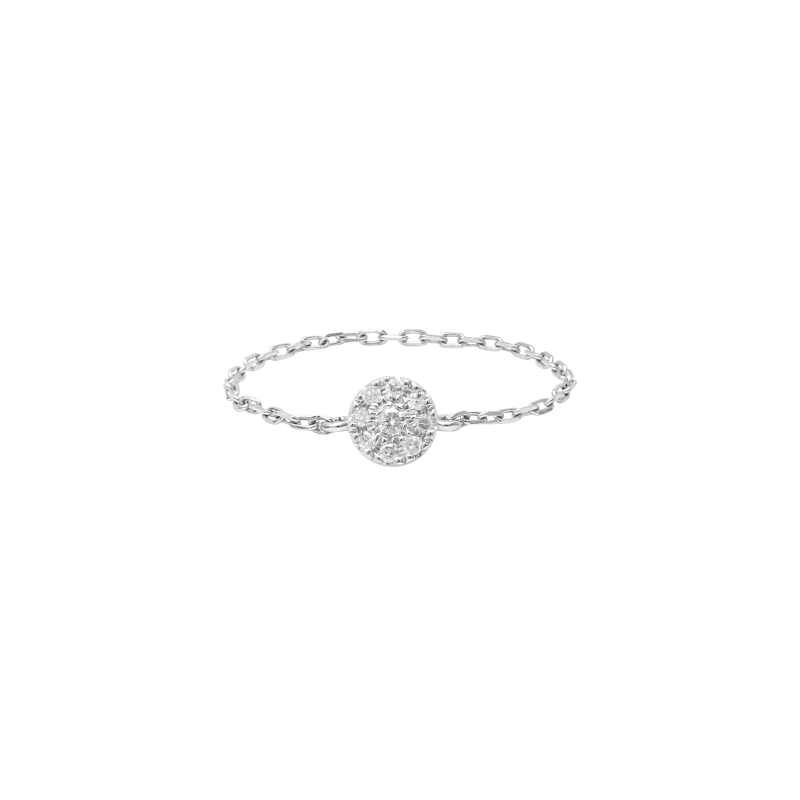 DJULA Mini Target White Gold Chain Ring Set with Diamonds