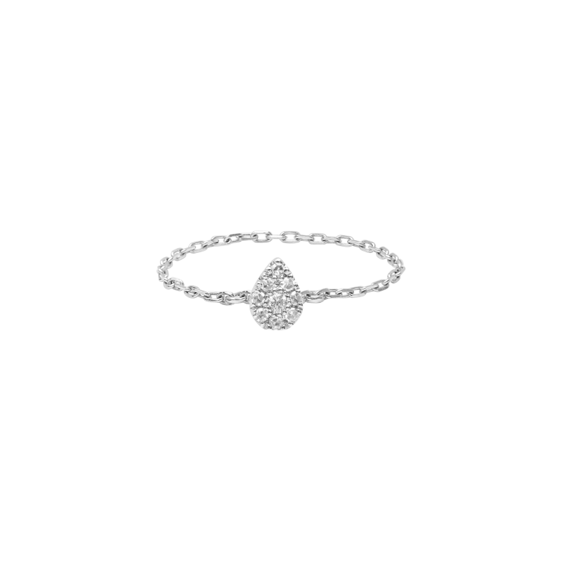 DJULA Chain Ring White Gold Mini Pear Set With Diamonds